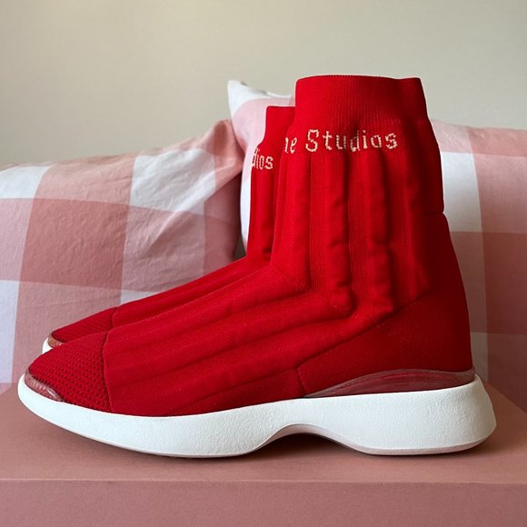 Acne Studios red high top sock sneakers - Picture 4 of 5